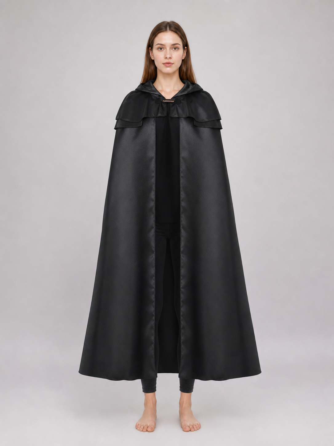 Black Hooded Cloak with Necklace
