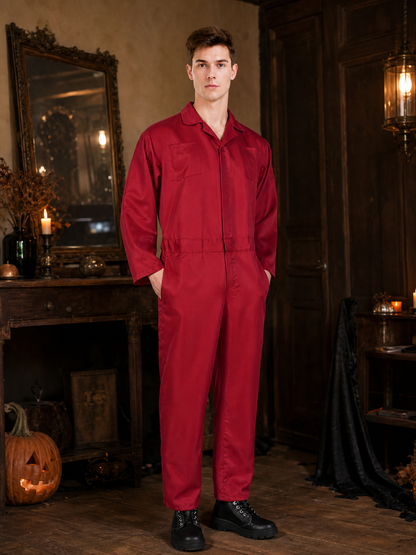 Red Miles Long-Sleeve Jumpsuit