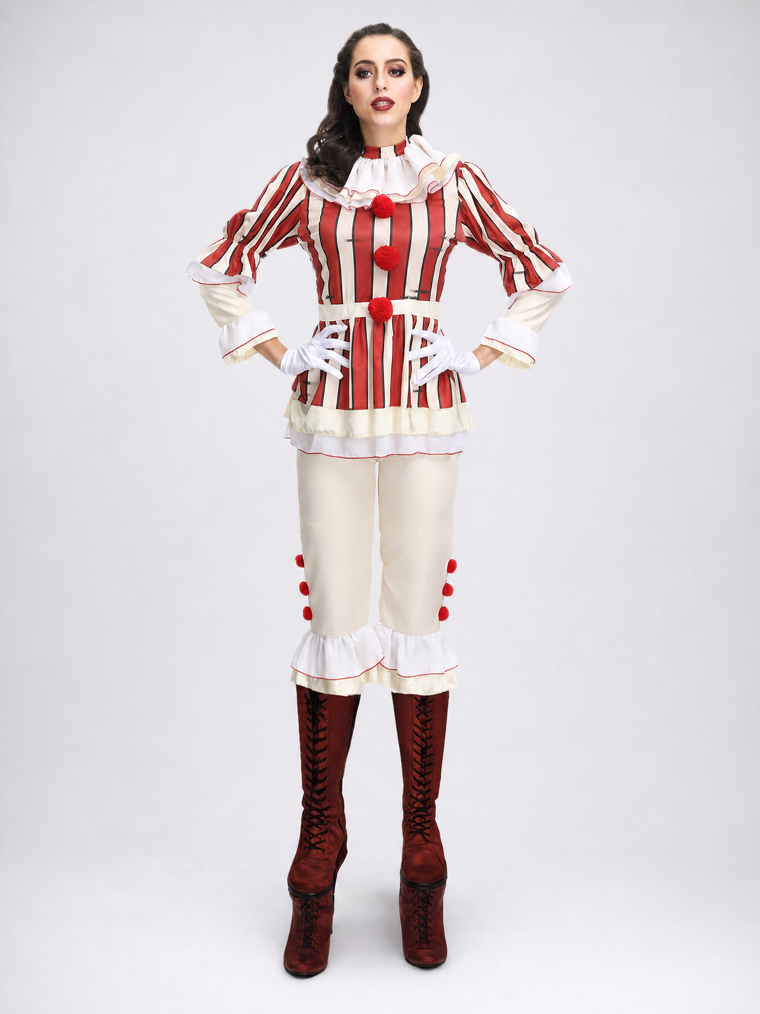 Striped Pennywise Clown Carnival Costume