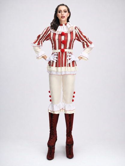 Striped Pennywise Clown Carnival Costume