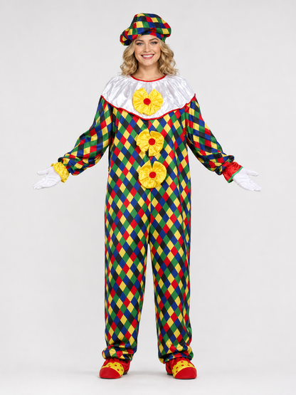 Clown Costume with Accessories and Hat