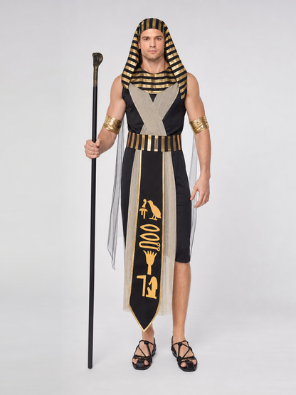 Egyptian Pharaoh Cosplay Costume with Staff