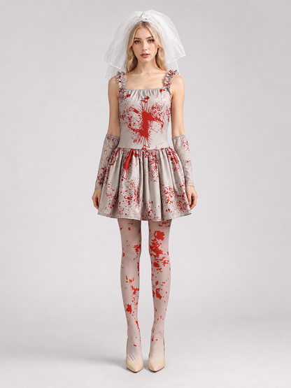 Halloween vampire costume with veil and gloves