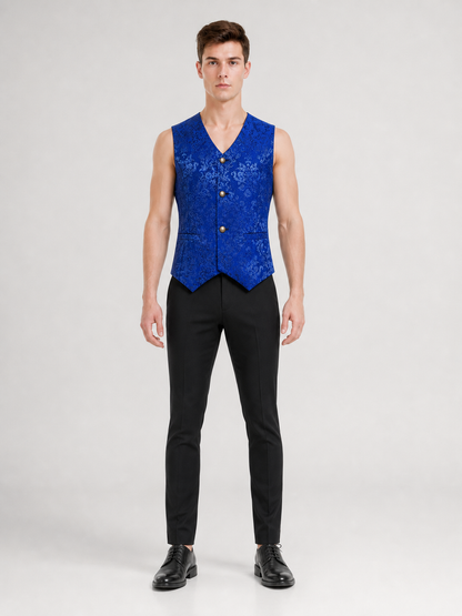 Short Jacquard Vest with V-Neck