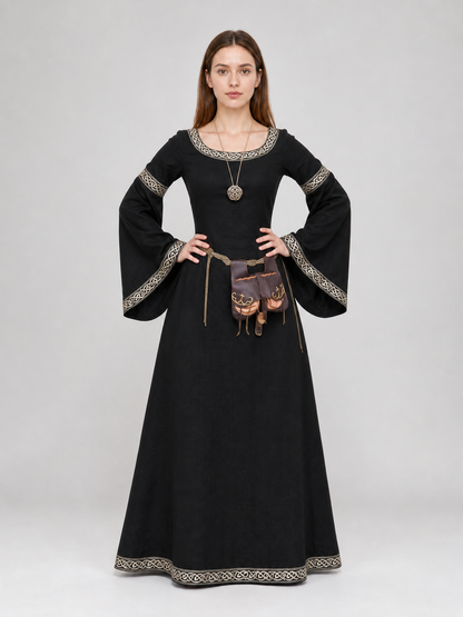 Medieval Dress with Belt and Bell Sleeves