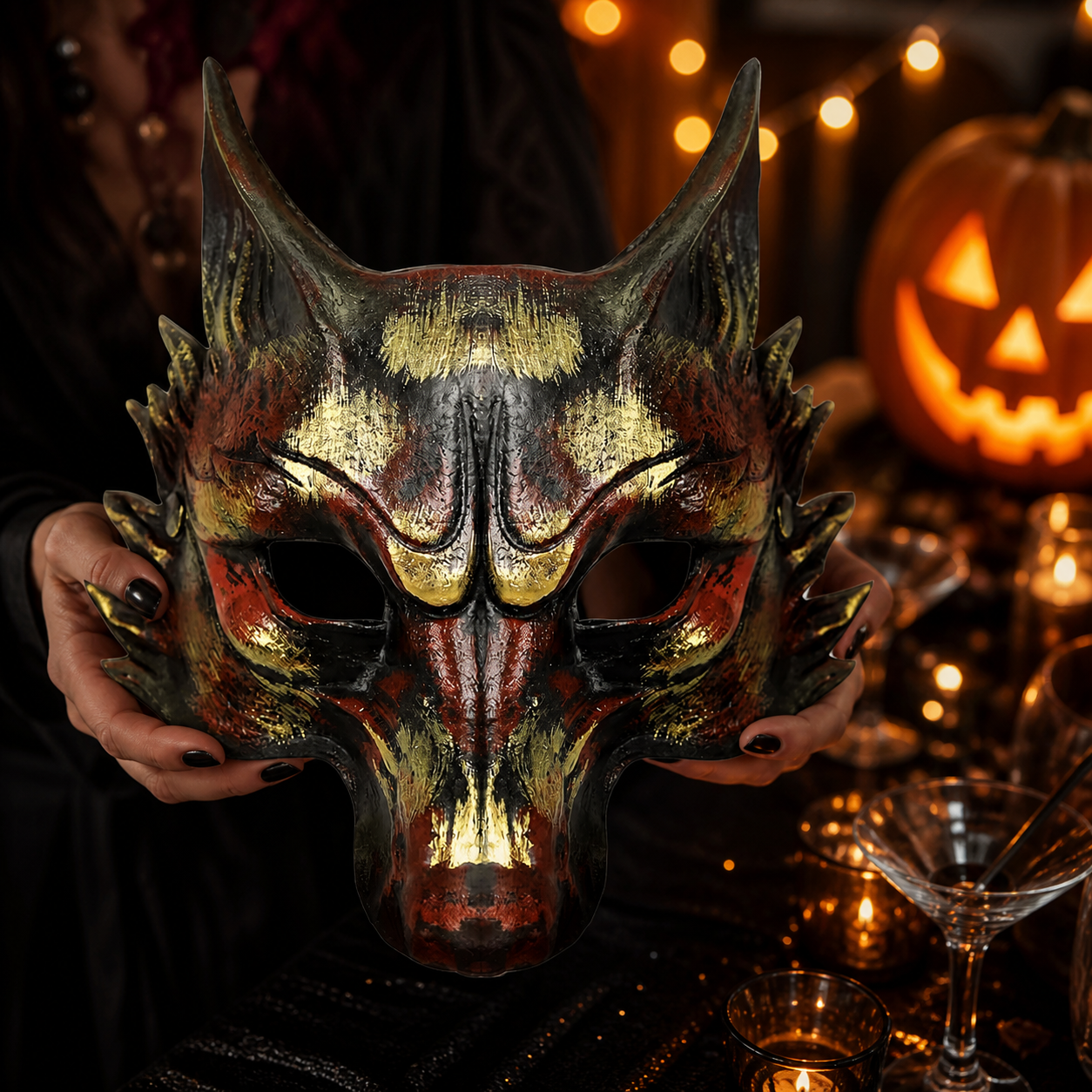 1pc Halloween Wolf Face Mask, Fantasy Animal Sculpted Design for Cosplay Party