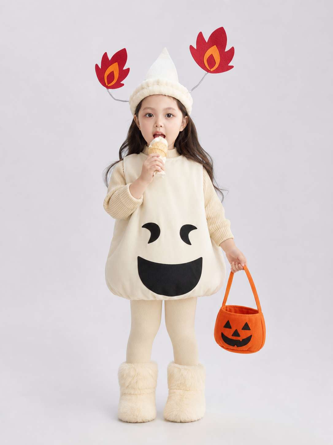 Halloween Ghost Costume with Hat and Bag