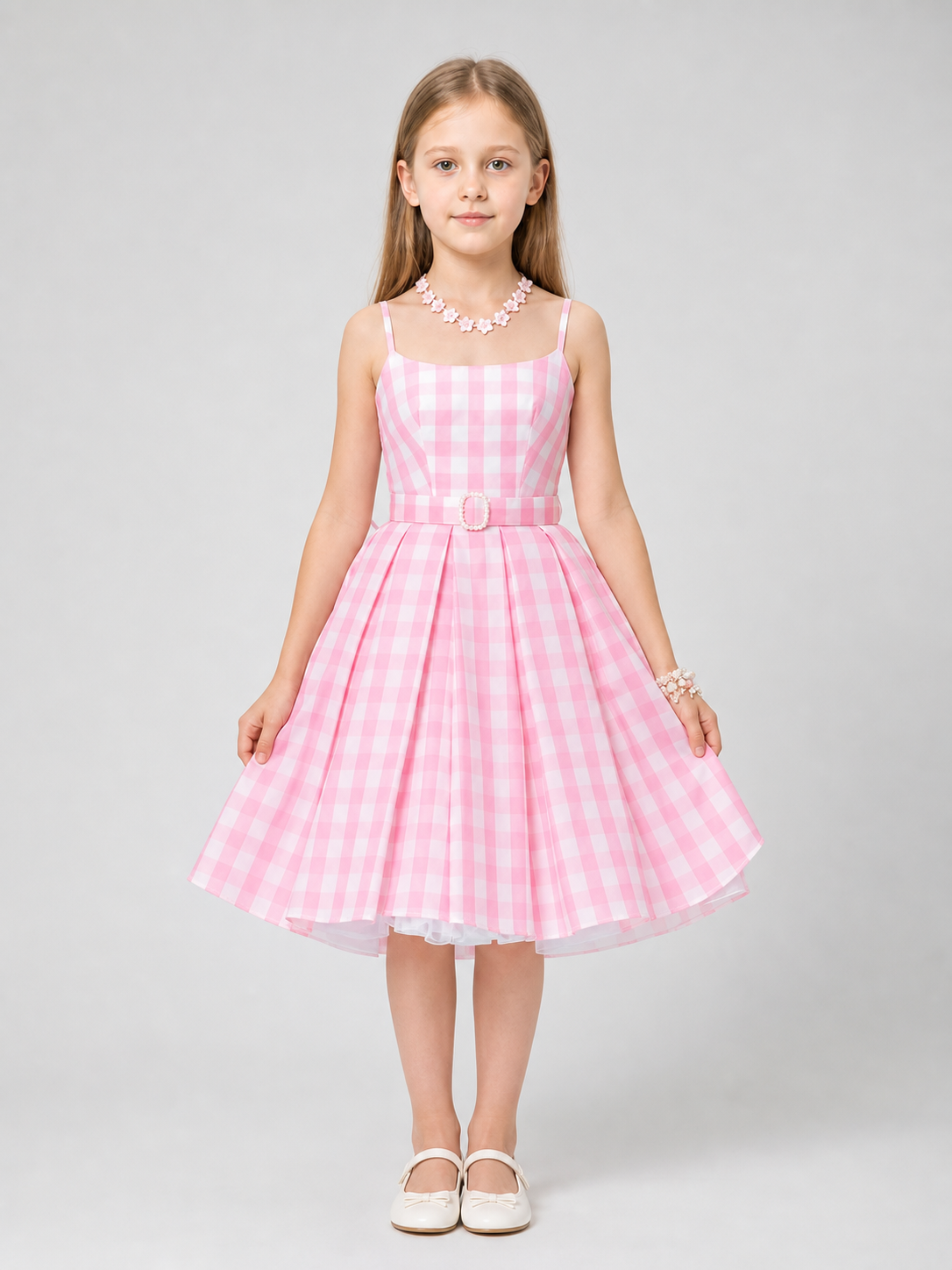 Barbie-Style Cosplay Dress, Pink Gingham