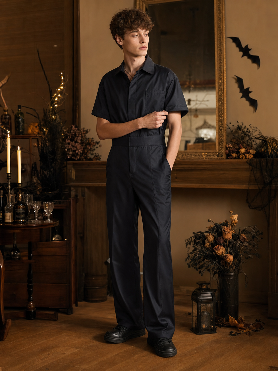 Practical children's short-sleeve jumpsuit