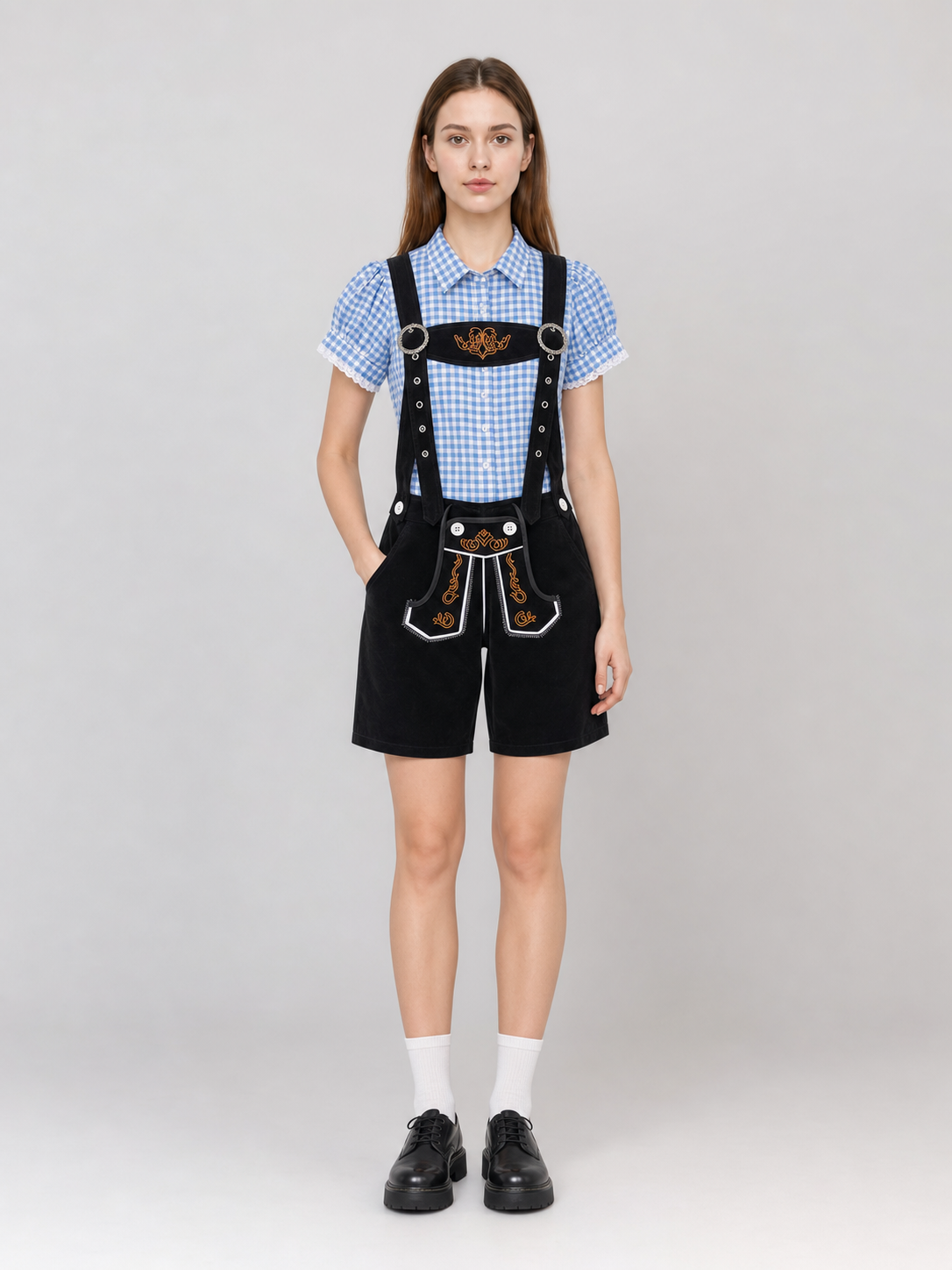 Suspenders Set: Plaid Shirt and Shorts