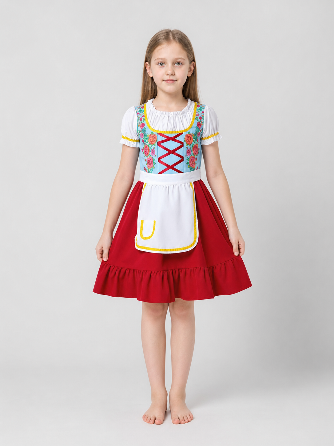 Carnival Costume Dress with Apron and Lacing