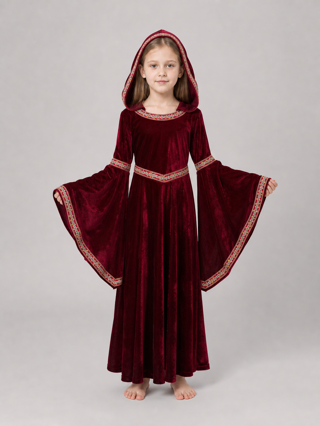 Halloween Vampire Costume — Burgundy Hooded Cloak