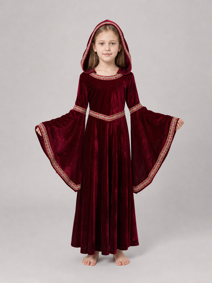Halloween Vampire Costume — Burgundy Hooded Cloak
