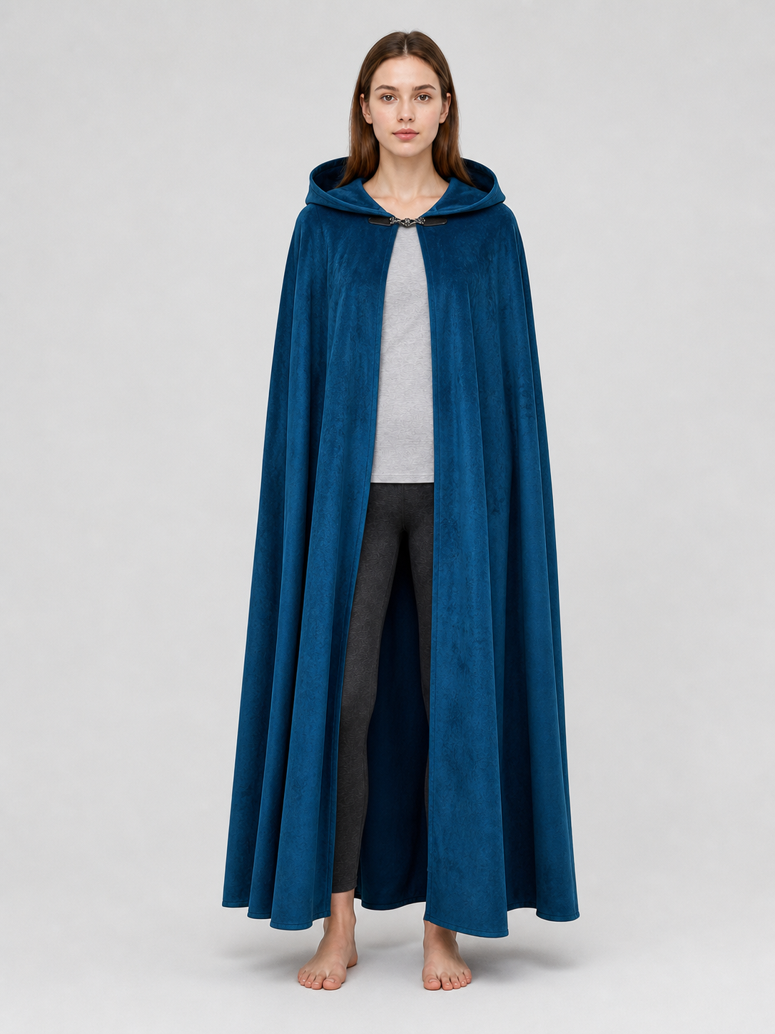 Blue Medieval Hooded Costume Cloak