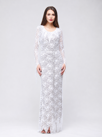 Floor-Length Lace Costume Dress for Halloween