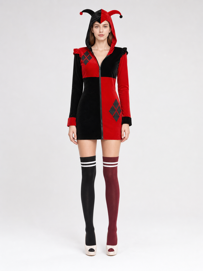 Clown Costume Hooded Dress for Halloween