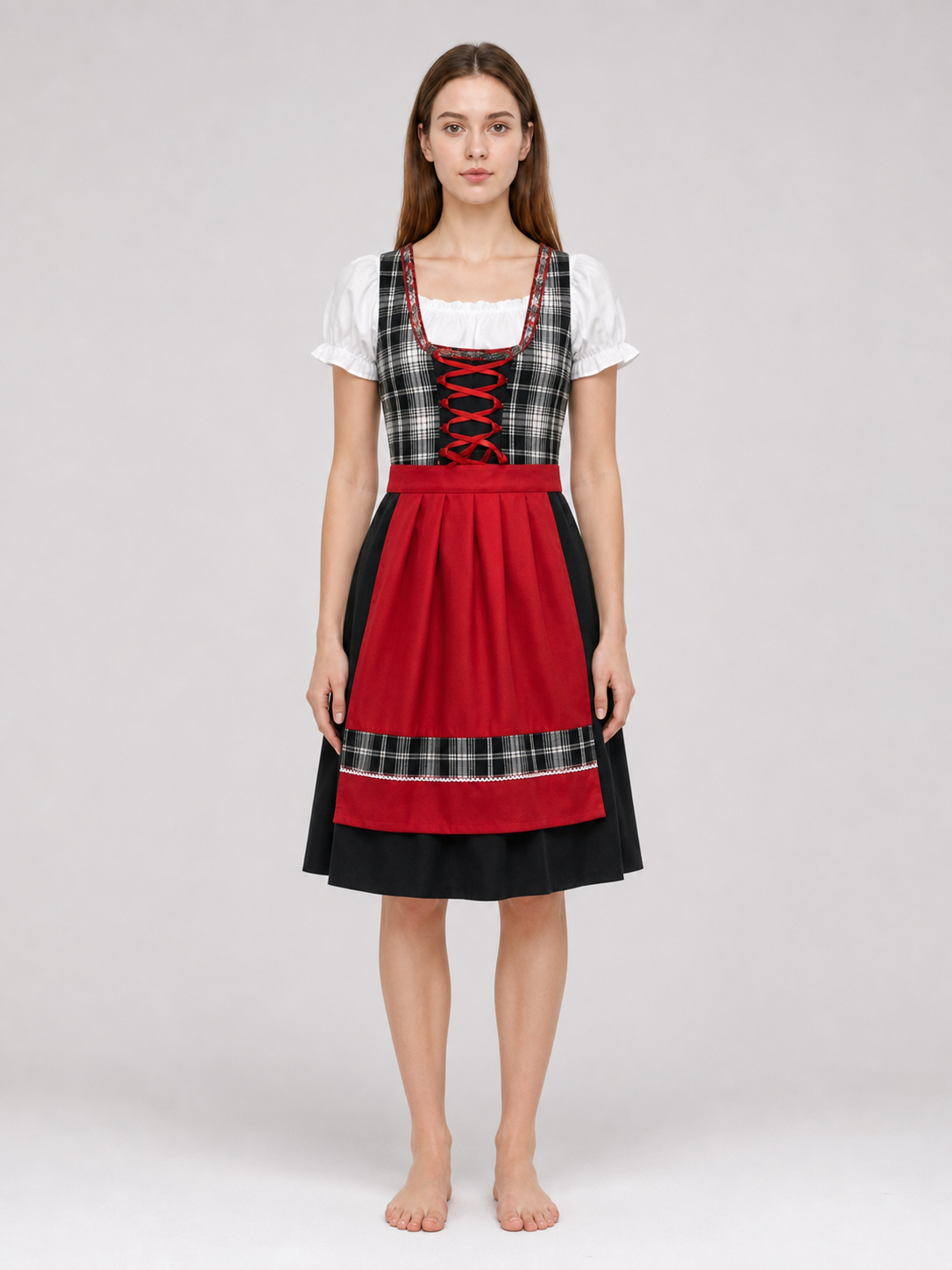 Plaid Dress Costume with Apron and Accessories