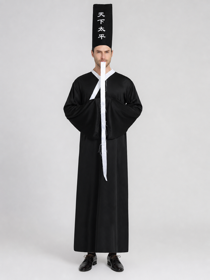 Chinese-Style Zombie Costume with Black Hat