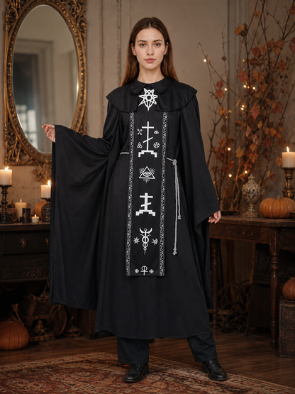 Black Gothic Hooded Cloak for Cosplay