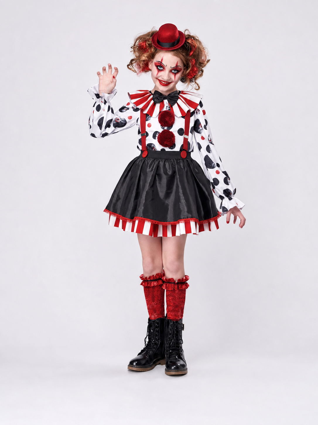 Clown Costume with Hat and Suspenders
