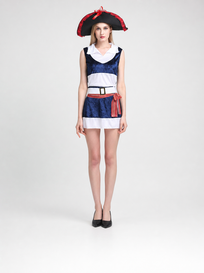 Carnival Pirate Costume with Dress, Hat, and Belt