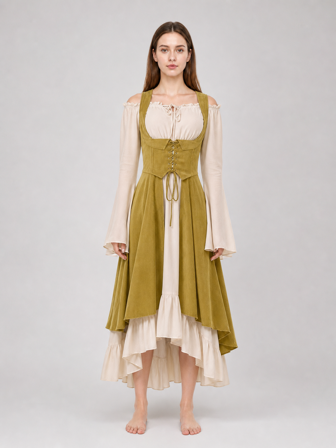 Renaissance-Style Costume Dress with Lacing