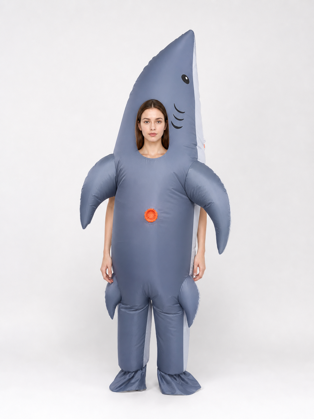 Inflatable shark costume, gray, one size