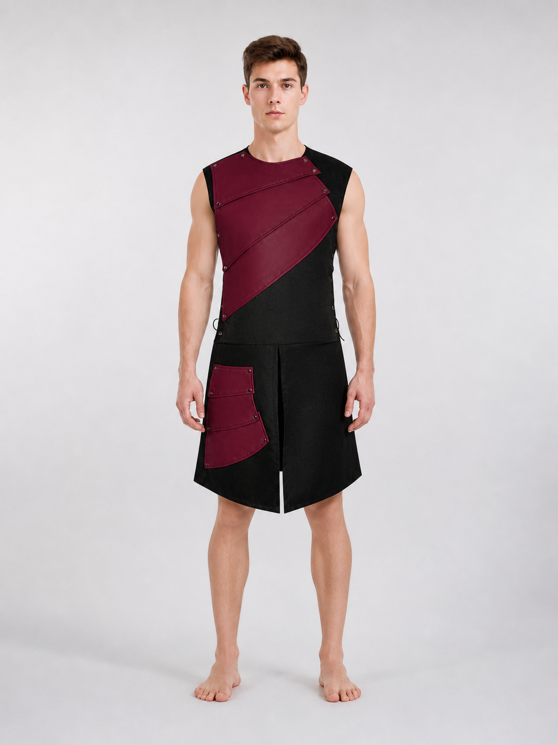 Sleeveless Jumpsuit with Asymmetrical Panels