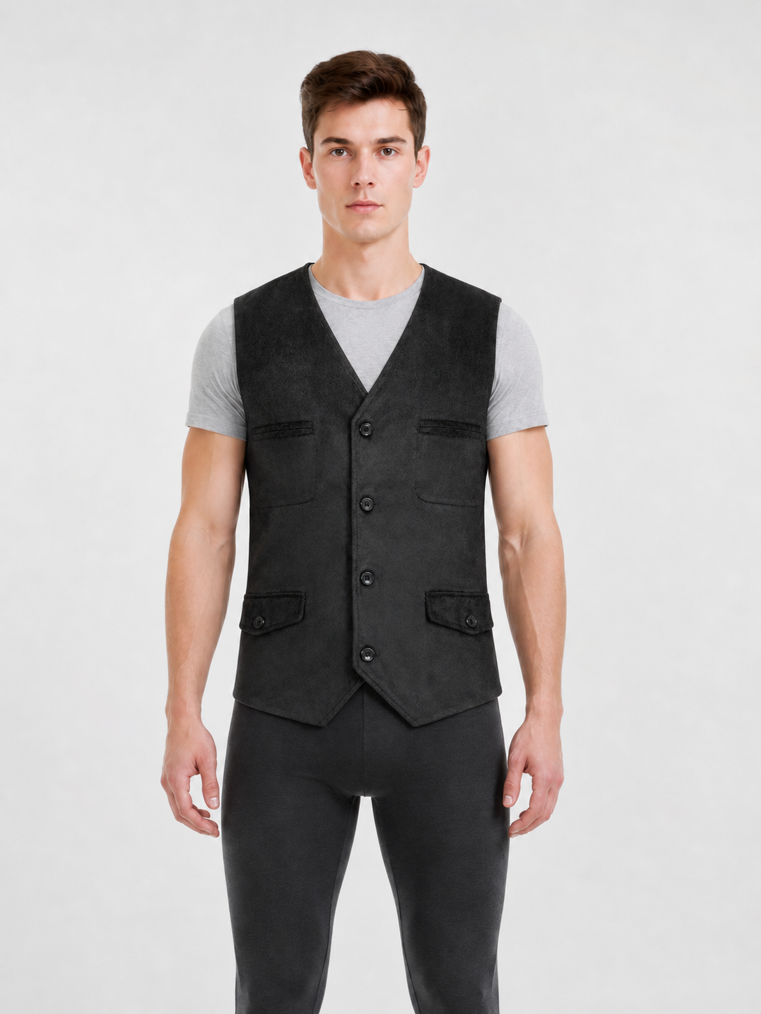 Halloween Masquerade Vest, Black, V-Neck