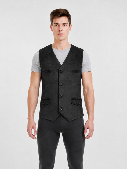 Halloween Masquerade Vest, Black, V-Neck