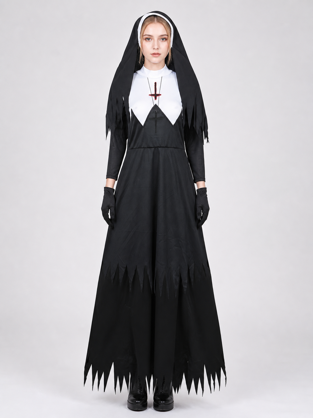 Zombie cosplay costume with hood and gloves