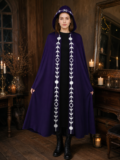 Purple Hooded Cape in Medieval Style