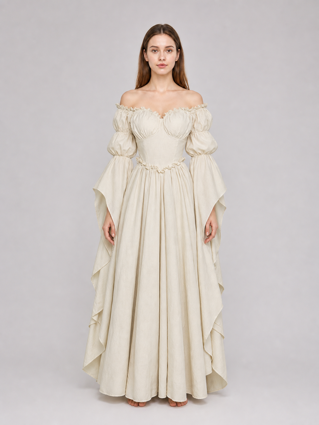 Long vintage-style ruffled dress