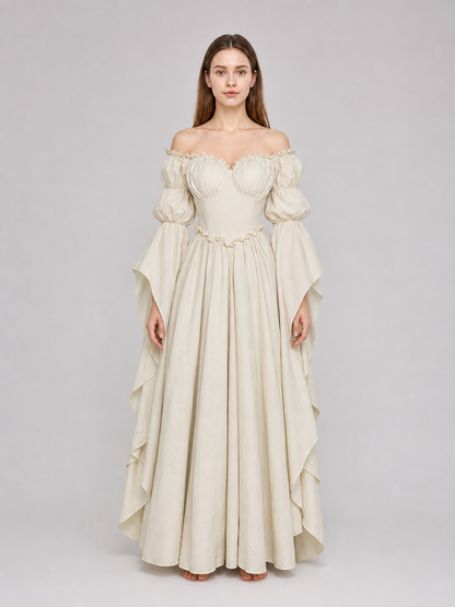 Long vintage-style ruffled dress