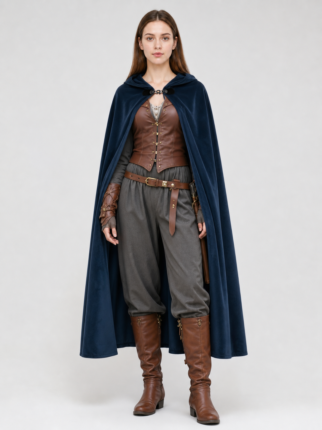 Dark Blue Hooded Costume Cloak