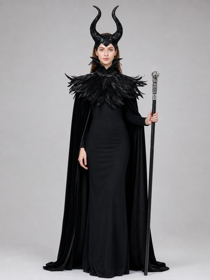 Black cape with scepter, dark fantasy-style set