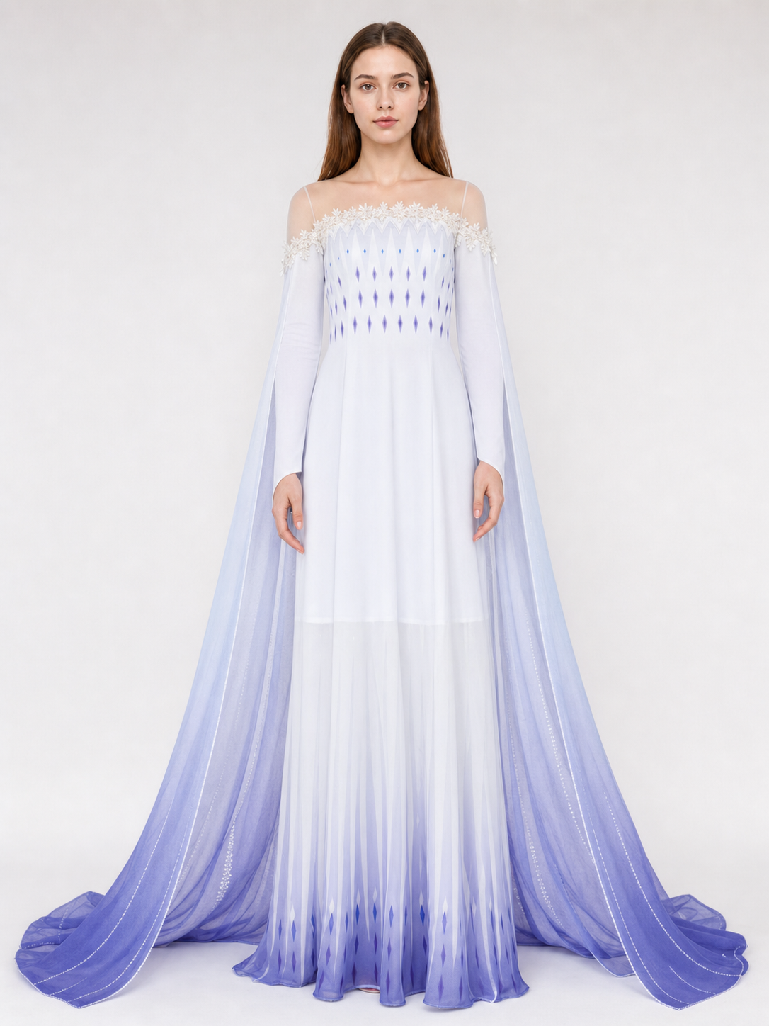 Elsa Cosplay Dress with Capes and Gradient