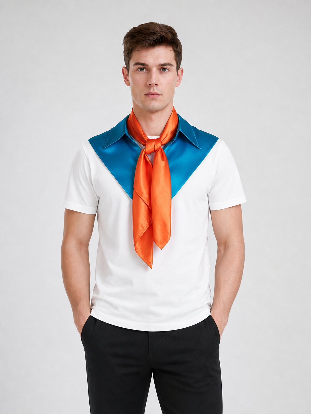 Bright set with a detachable collar and neck scarf