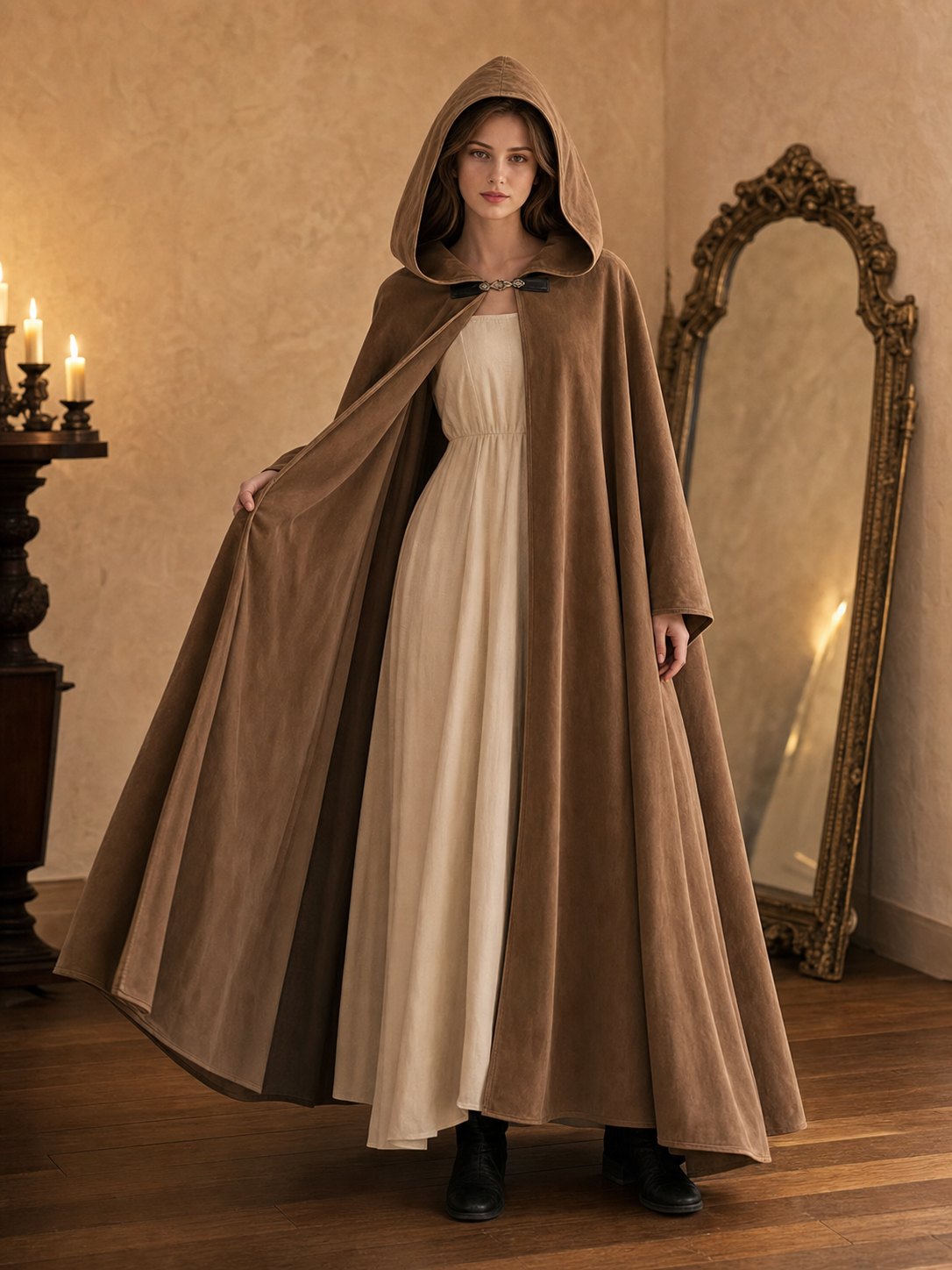 Brown Hooded Costume Cloak