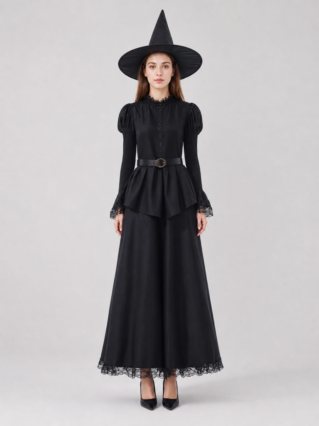 Halloween Witch Costume: Dress, Hat, and Belt