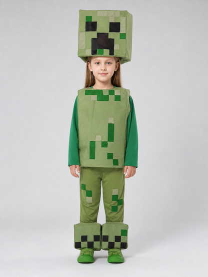 Kids' Creeper Costume, Minecraft Halloween Cosplay