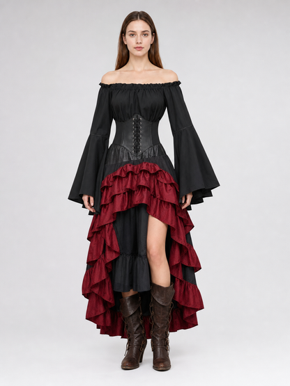 Pirate costume with corset and tiered skirt