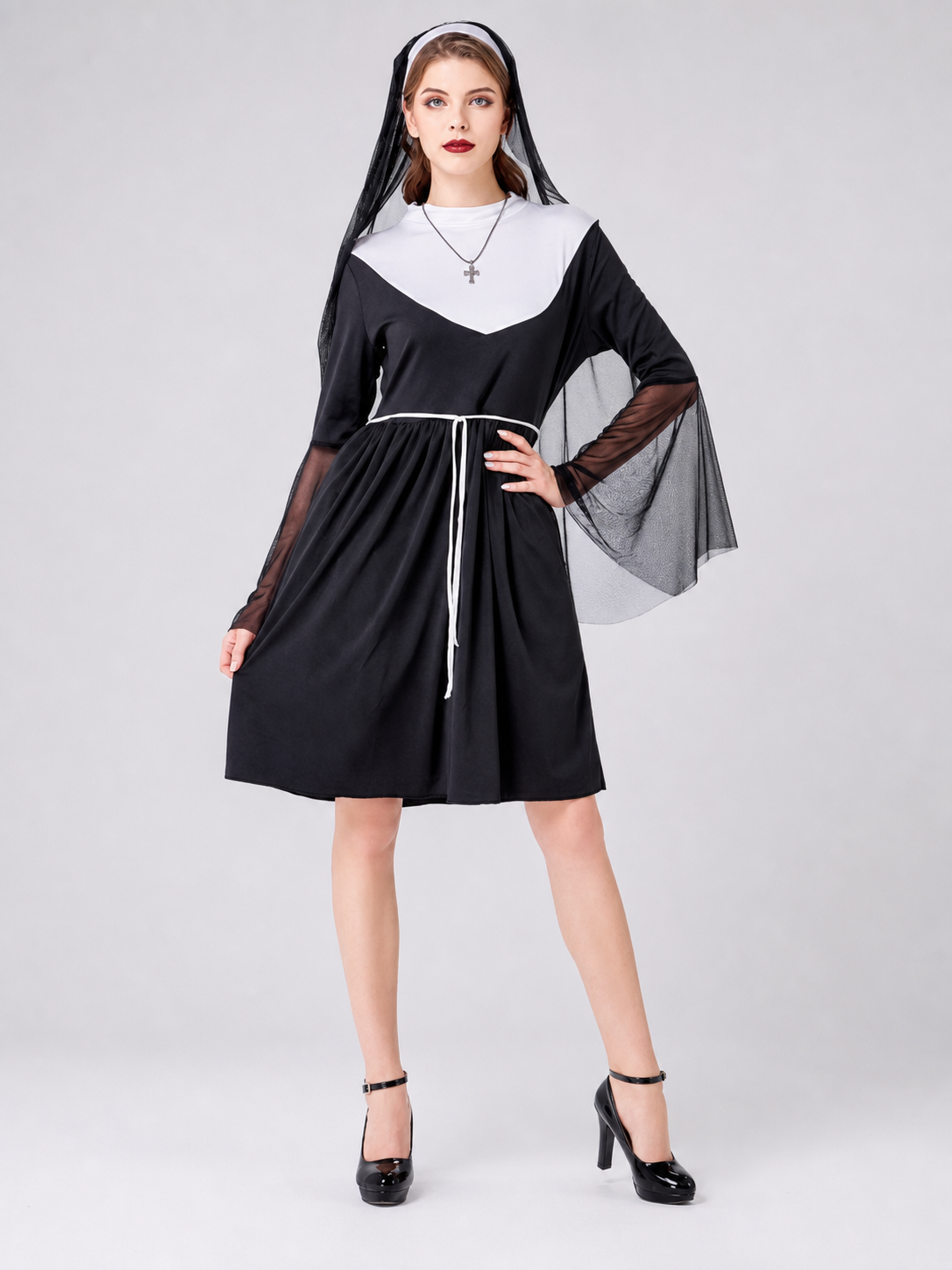 Religious-style cosplay costume with veil