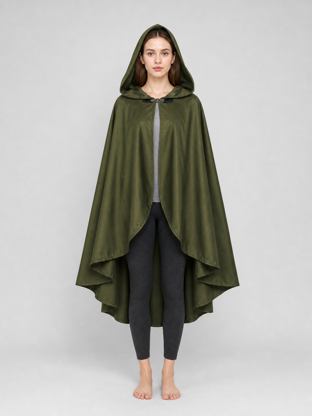Green Costume Cloak with a Large Hood