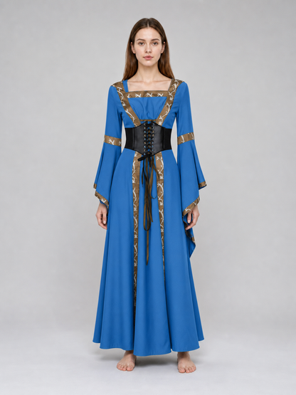 Medieval costume dress with hood and lacing