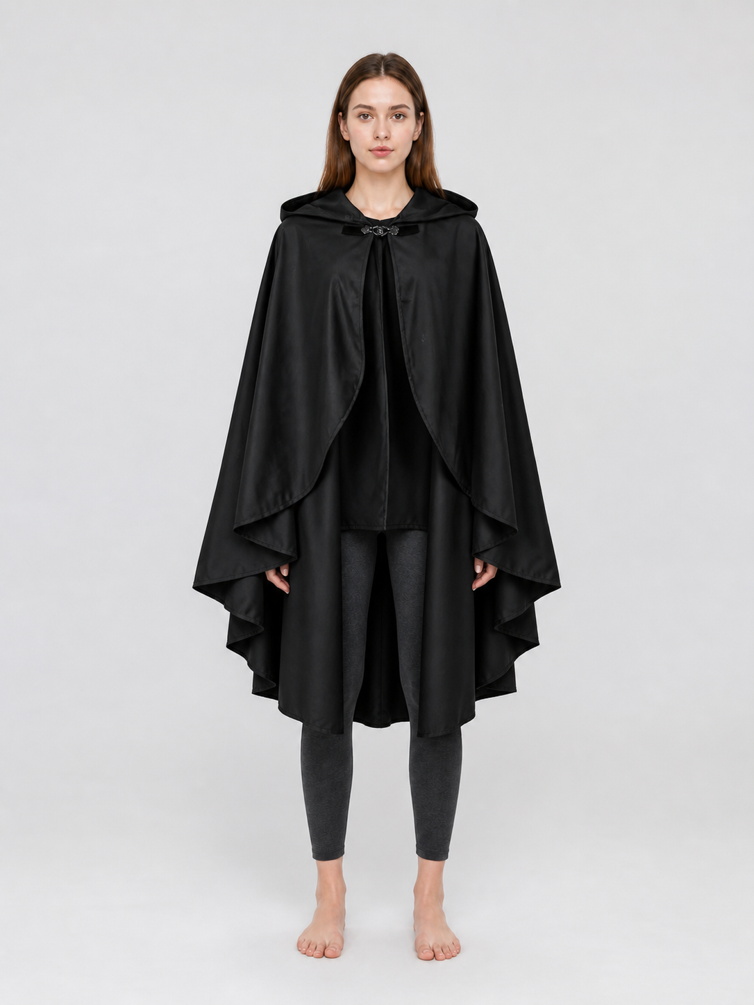 Black Hooded Carnival Cape, Flowing