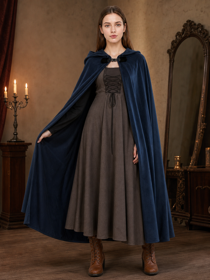 Dark Blue Hooded Costume Cloak