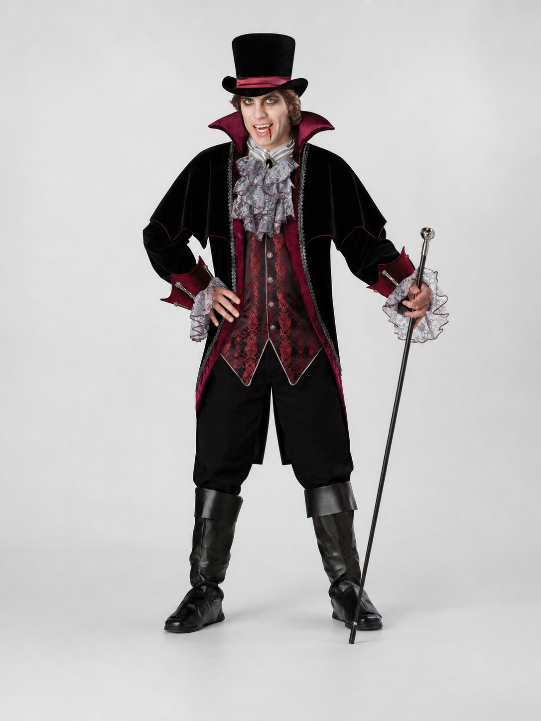Gothic-Style Vampire Costume with Top Hat