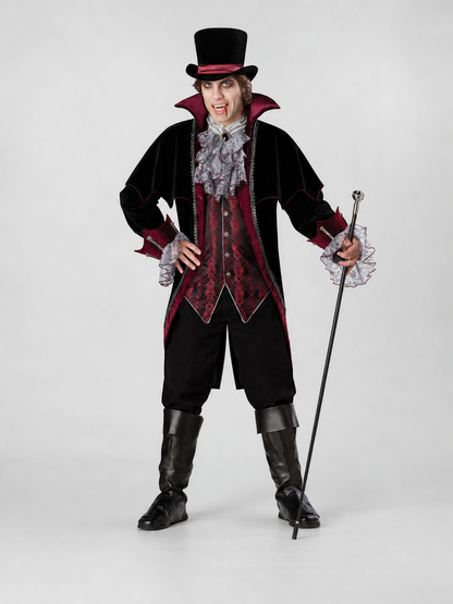 Gothic-Style Vampire Costume with Top Hat