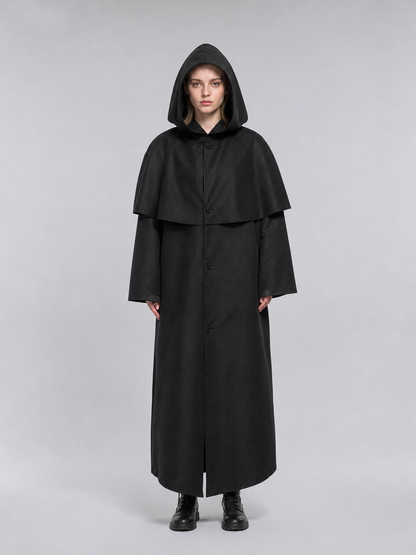 Black long hooded cloak, carnival costume
